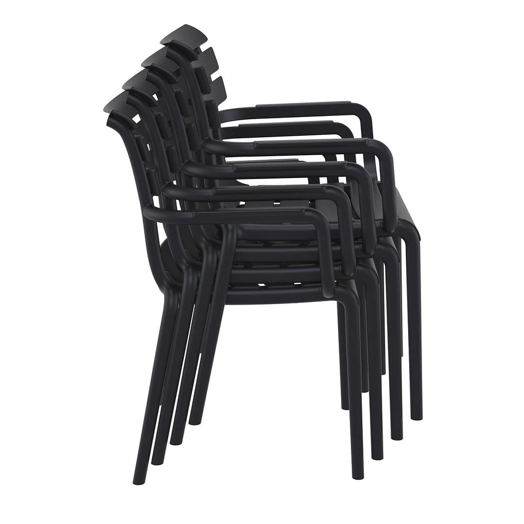 Black Paris Stacking Armchair - Indoor/Outdoor Seating Solution - Image 2