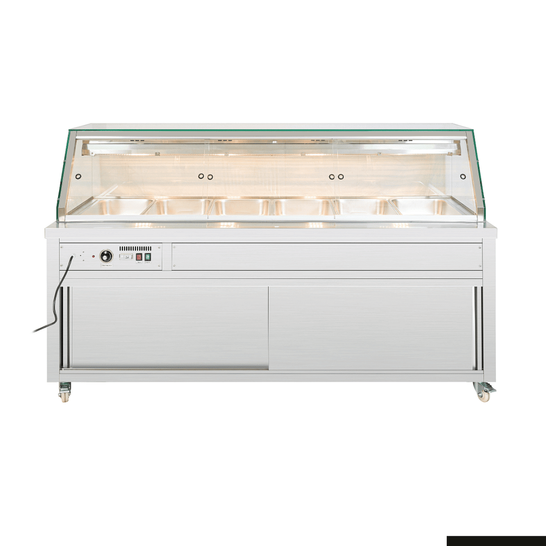 Thermaster PG210FE-XG wet and dry bain marie display, 6×GN pans, 1000L, stainless steel, 35–85°C – front view, Australia