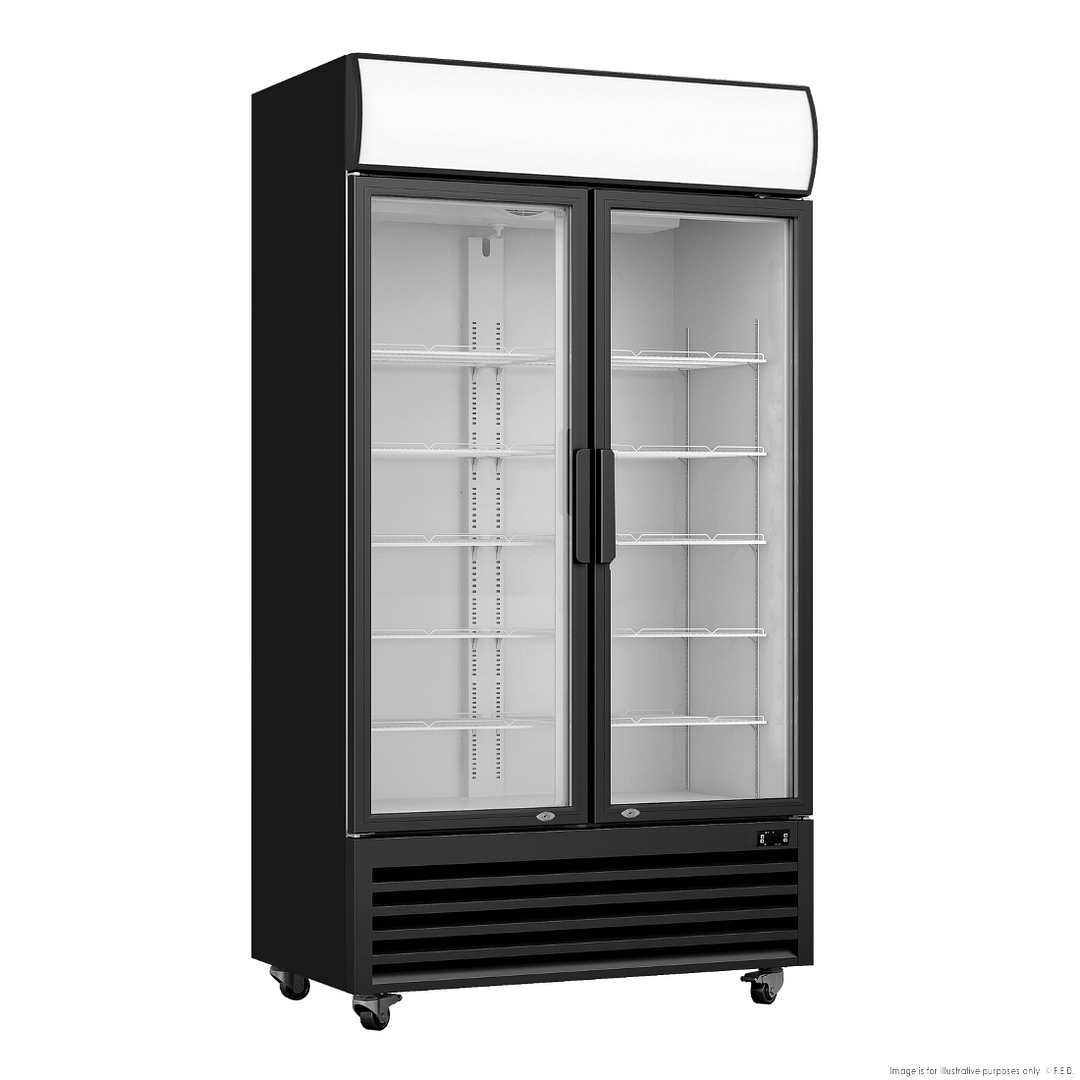 Thermaster LG-580BP Double Glass Door Black Fridge