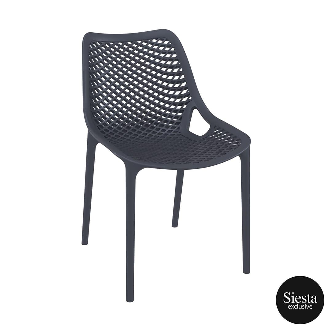 Siesta Air Chair anthracite, stackable fibreglass-reinforced polypropylene outdoor chair – Australia