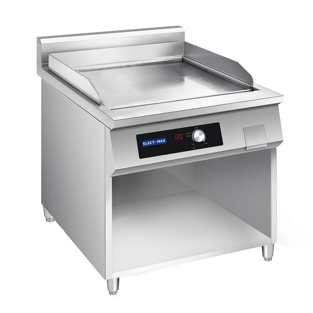 Electmax EGP7-800 induction griddle, 800mm wide, 10kW, stainless body with splashback – Australia