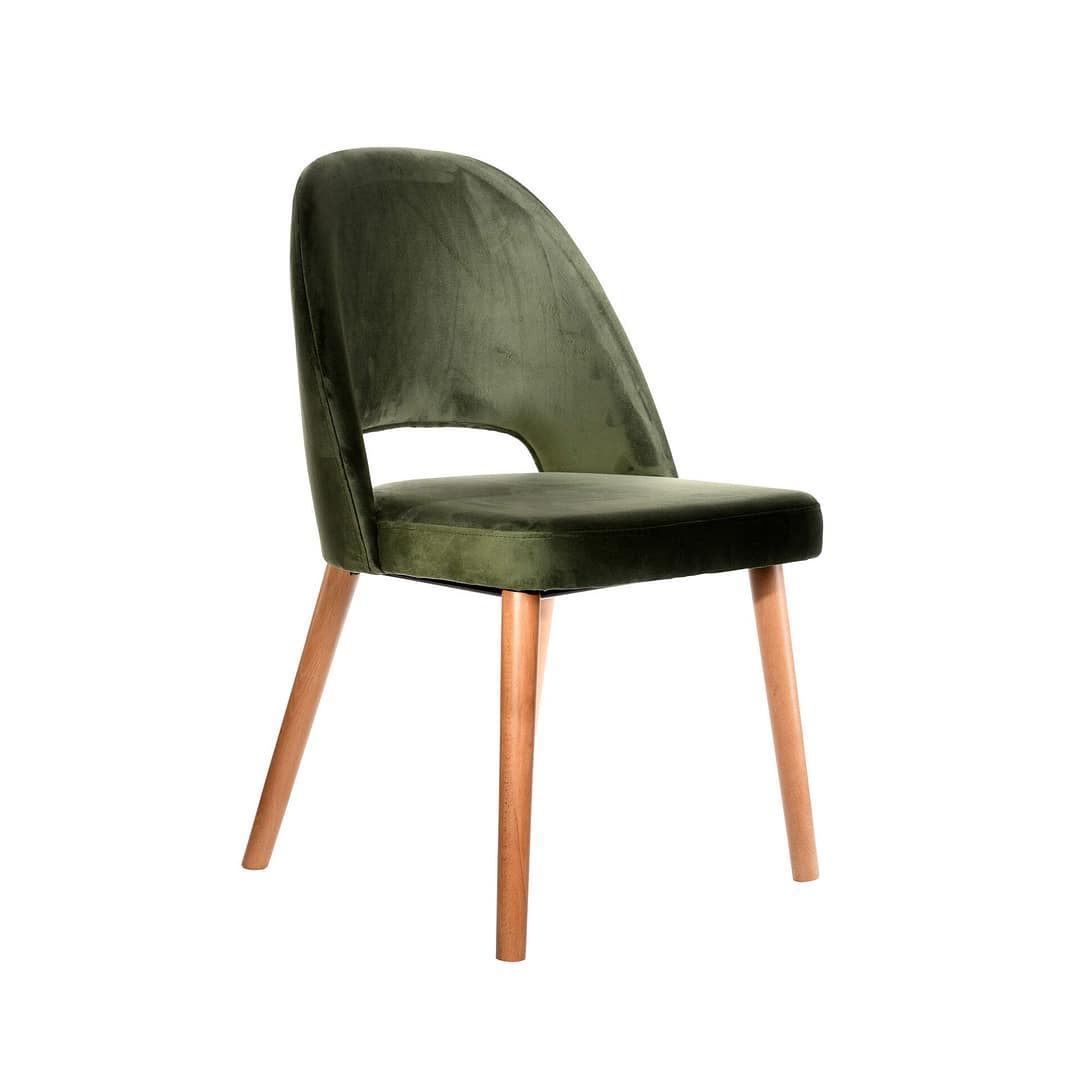 Avocado Velvet Semifreddo Chair with Trojan Oak Legs - Luxurious Comfort for Indoor Settings