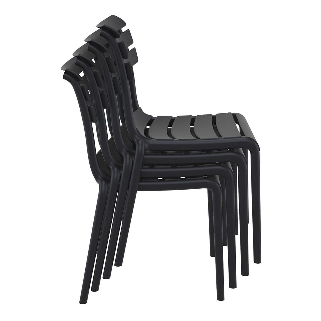 Black Furnlink Siesta Helen Stacking Chair - Durable & UV-Resistant for All-Weather Use - Image 14