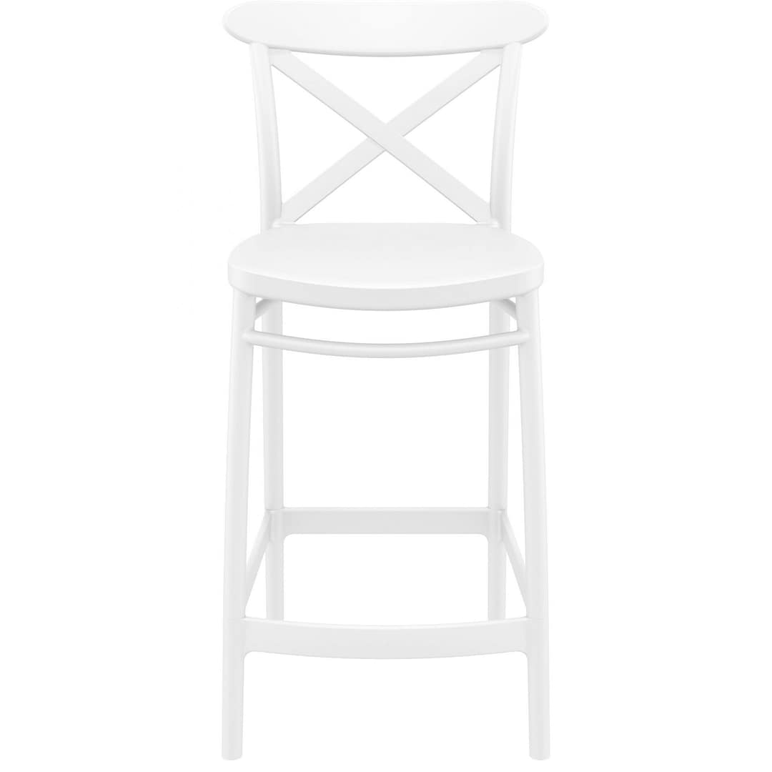 Commercial Grade White Cross Barstool 65 - Heavy Duty Bar Stool by Siesta, Turkey - Image 4