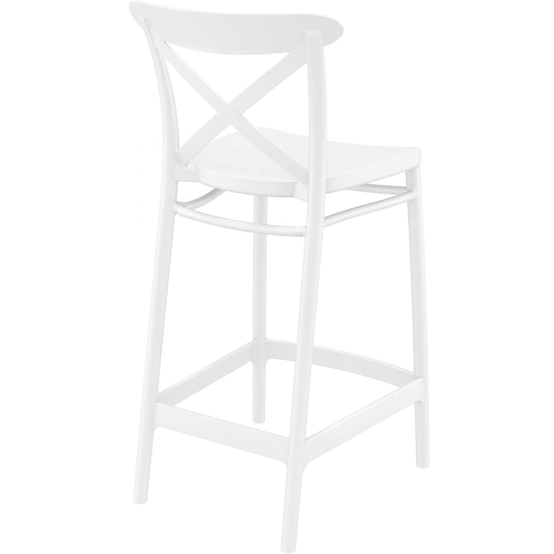 Commercial Grade White Cross Barstool 65 - Heavy Duty Bar Stool by Siesta, Turkey - Image 3