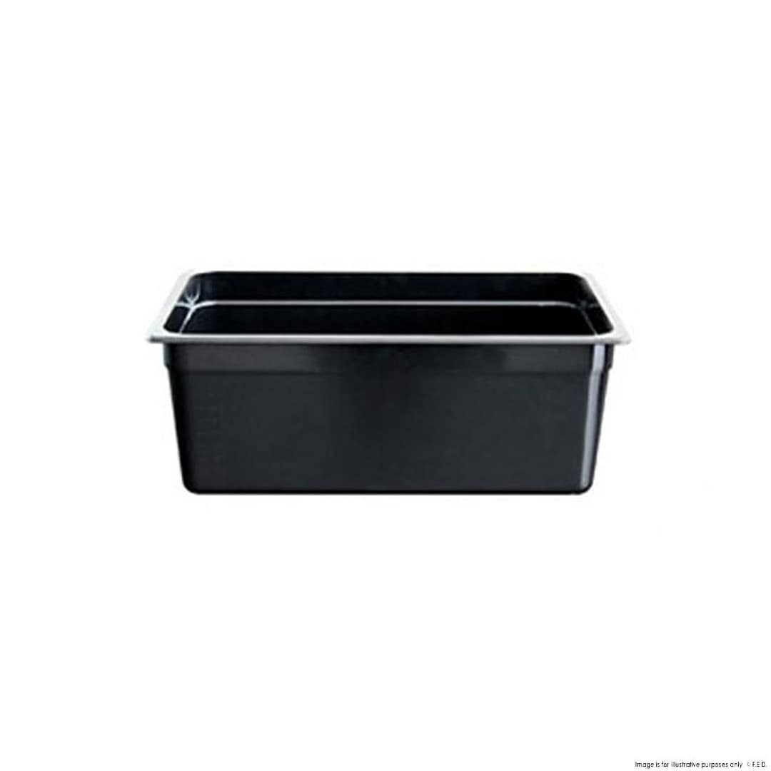 FED JW-P112B Heavy Duty Black Polypropylene 1/1 Gastronorm Pan with 65mm Depth
