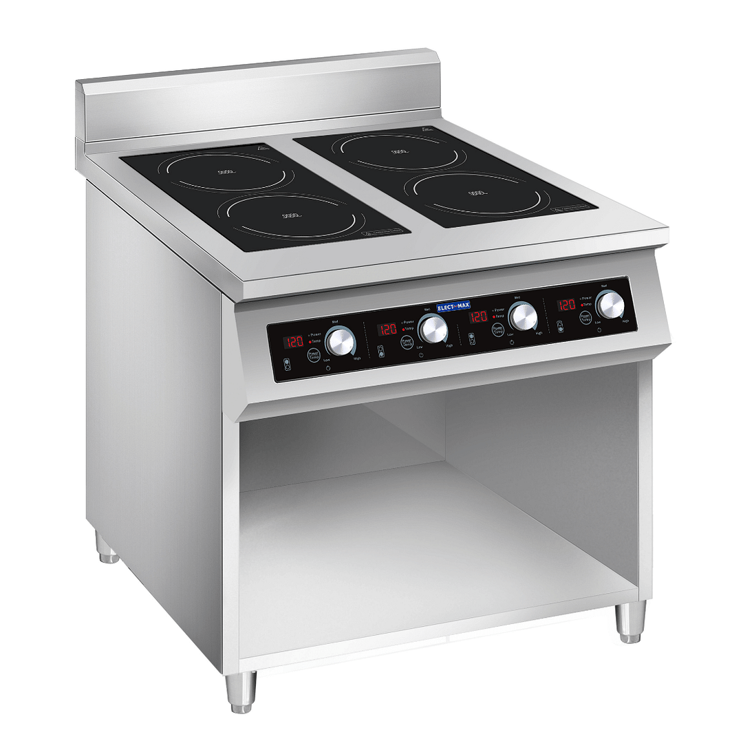 Electmax EIC9-800P induction 4-burner cooker on stand with splashback, 20kW, 415V three-phase – Australia