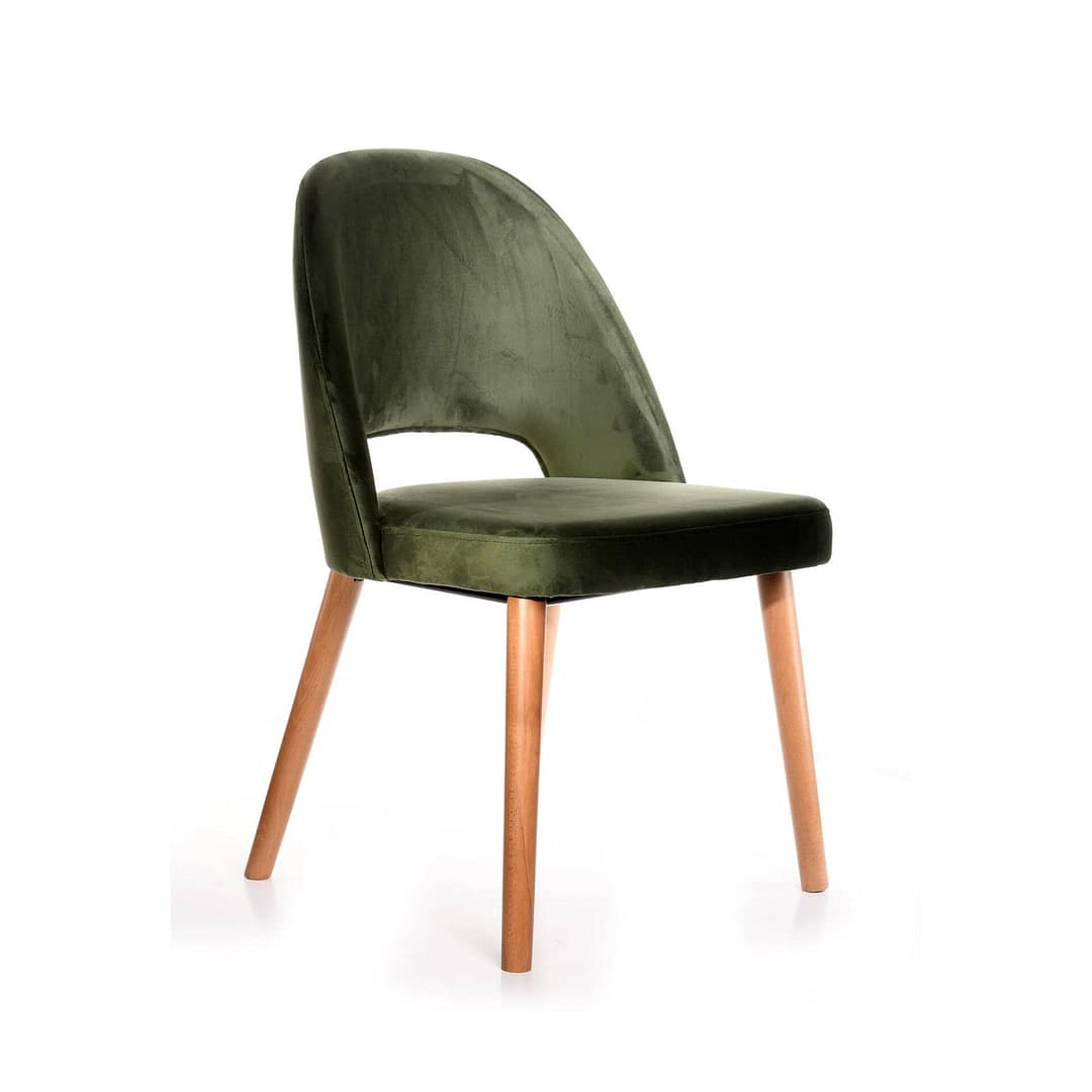 Avocado Velvet Semifreddo Chair with Trojan Oak Legs - Luxurious Comfort for Indoor Settings - Image 2