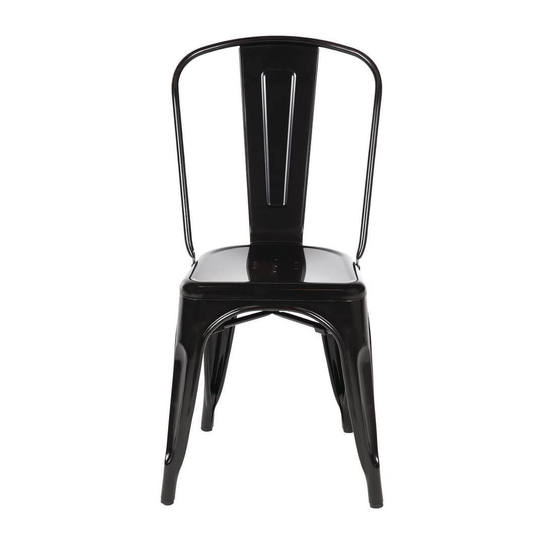 Bolero Black Steel Bistro Side Chair (Pack 4)