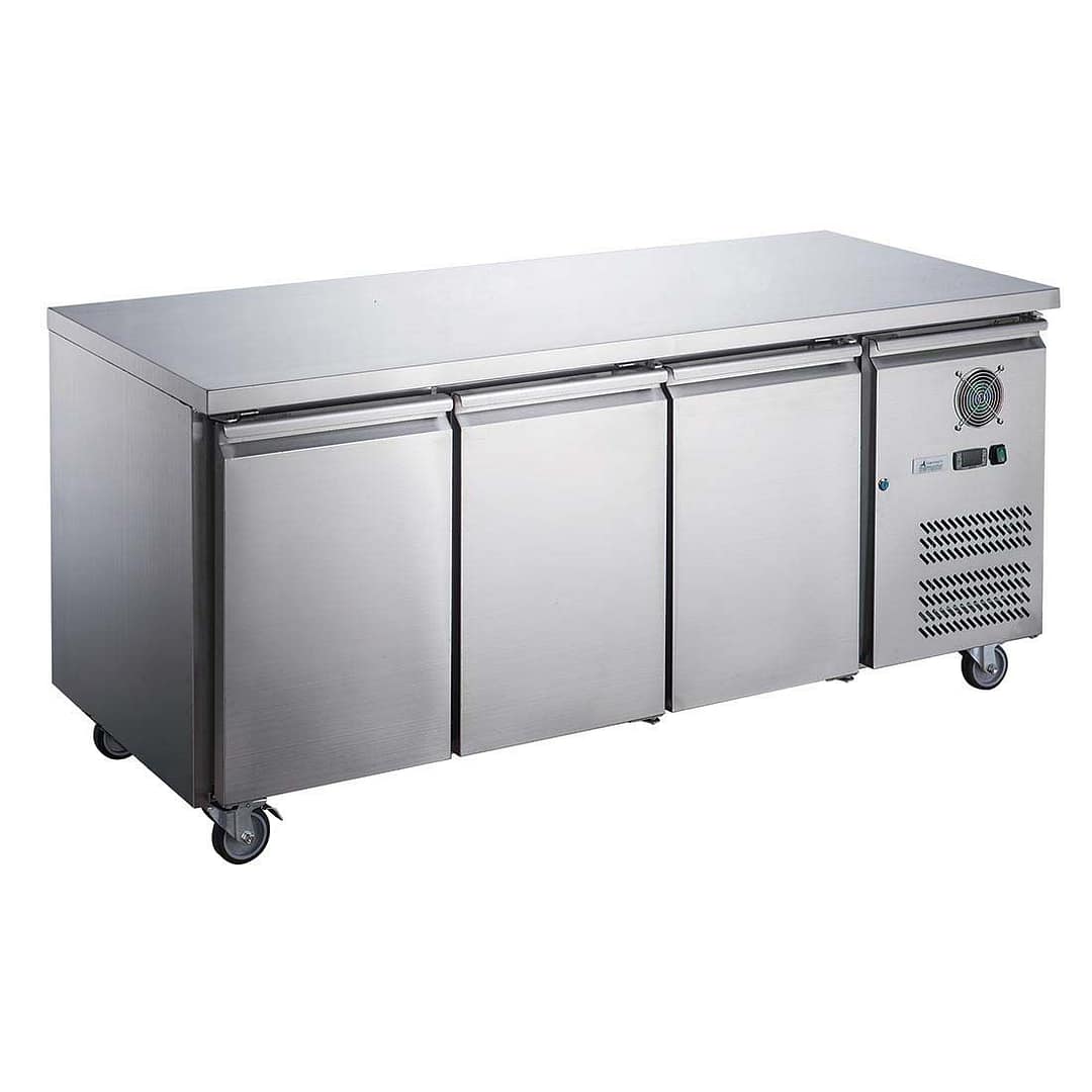 FED-X XUB7C18S3V Three Door Stainless Steel Workbench Fridge with 417L Capacity