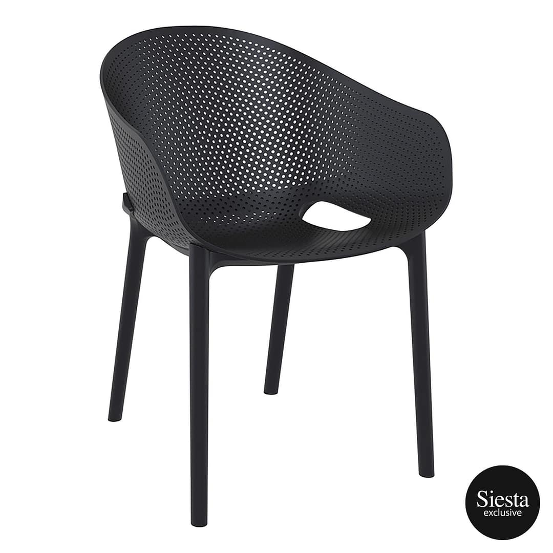 Furnlink Siesta Exclusive Sky Pro Chair in Elegant Black | UV Stabilised Polypropylene | Commercial