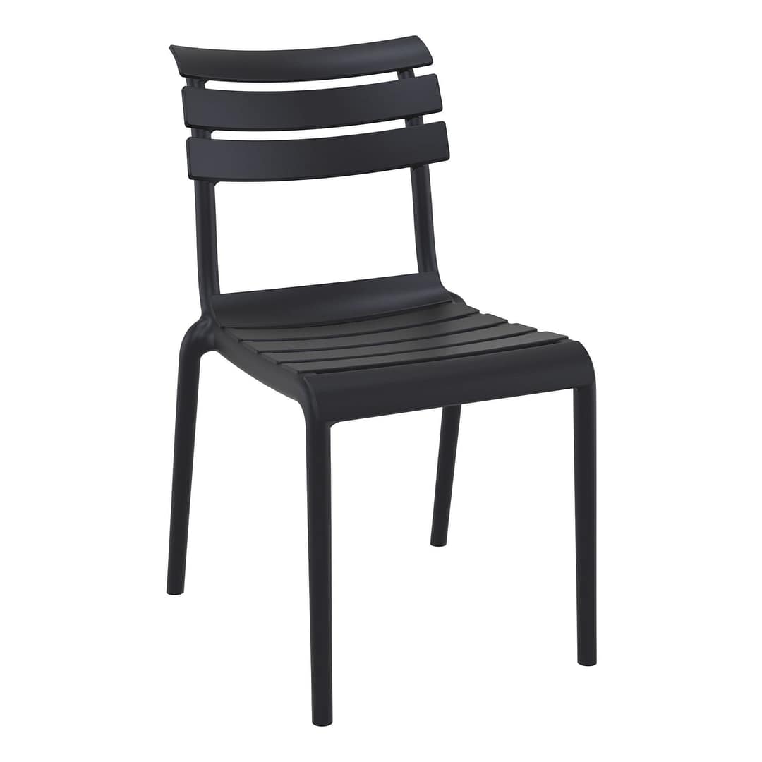 Black Furnlink Siesta Helen Stacking Chair - Durable & UV-Resistant for All-Weather Use