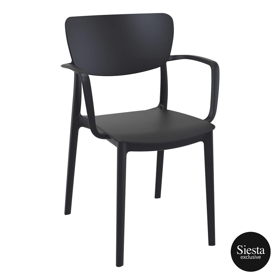 Commercial Grade Black Lisa Armchair - Heavy Duty One-Piece Armchair by Siesta, Turkey
