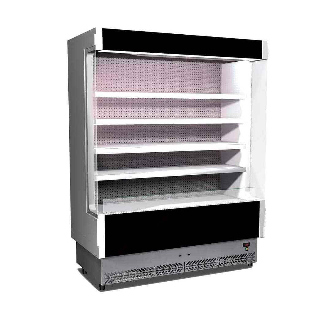 Tecnodom TDVC80-CA-150 open display chiller with 4 shelves, 1580mm, 240V, stainless steel – front view, Australia