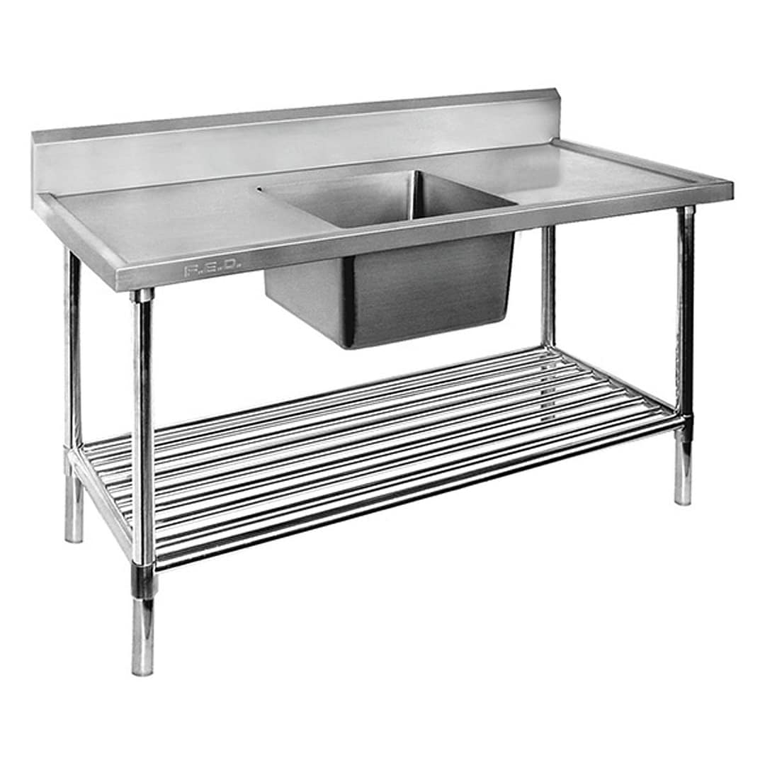 FED SSB6-1200C/A Single Centre Sink Bench with 1200mm Width and Pot Undershelf – Ideal for Commercial Kitchens