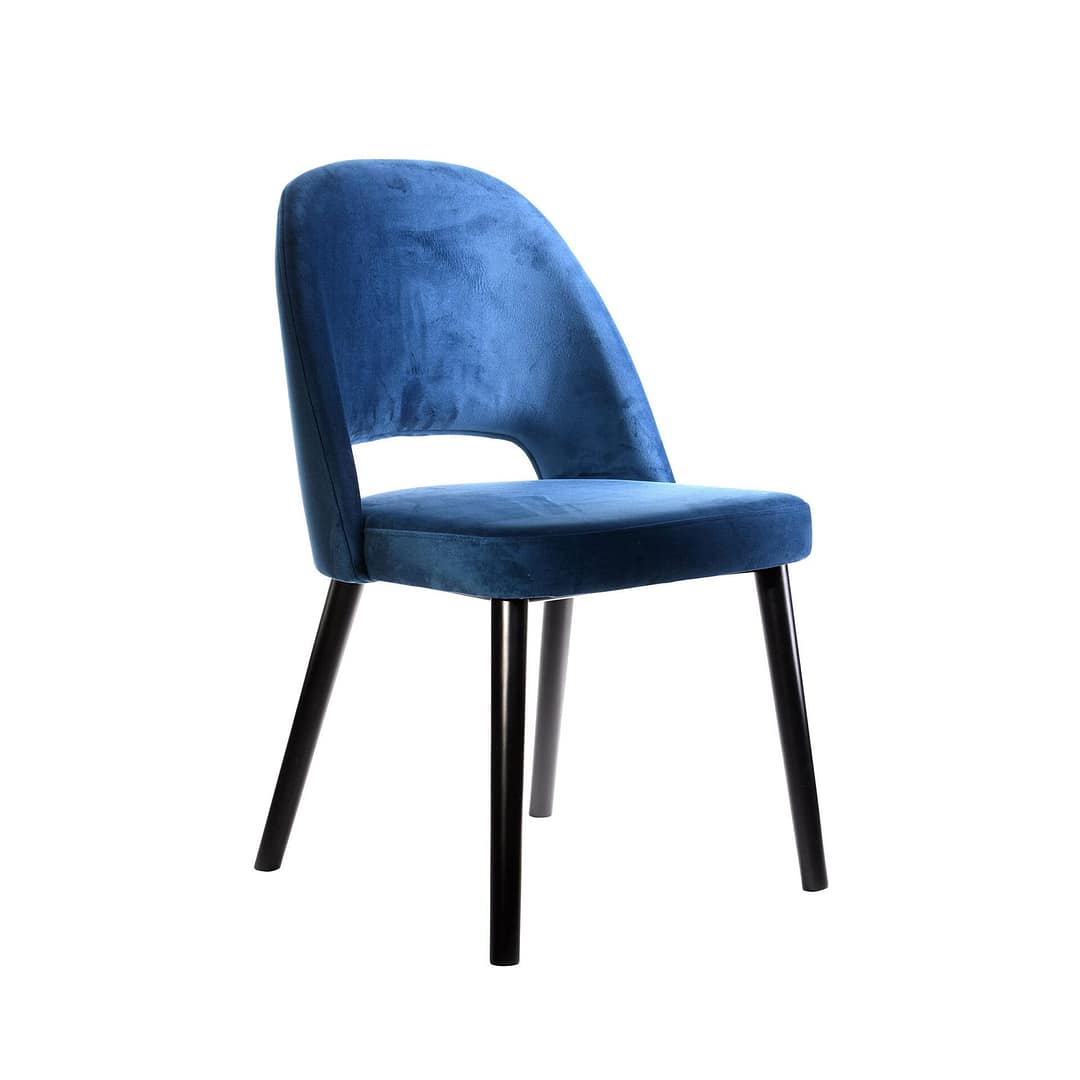 Denim Velvet Semifreddo Chair with Sophisticated Black Legs - Premium Indoor Seating Experience
