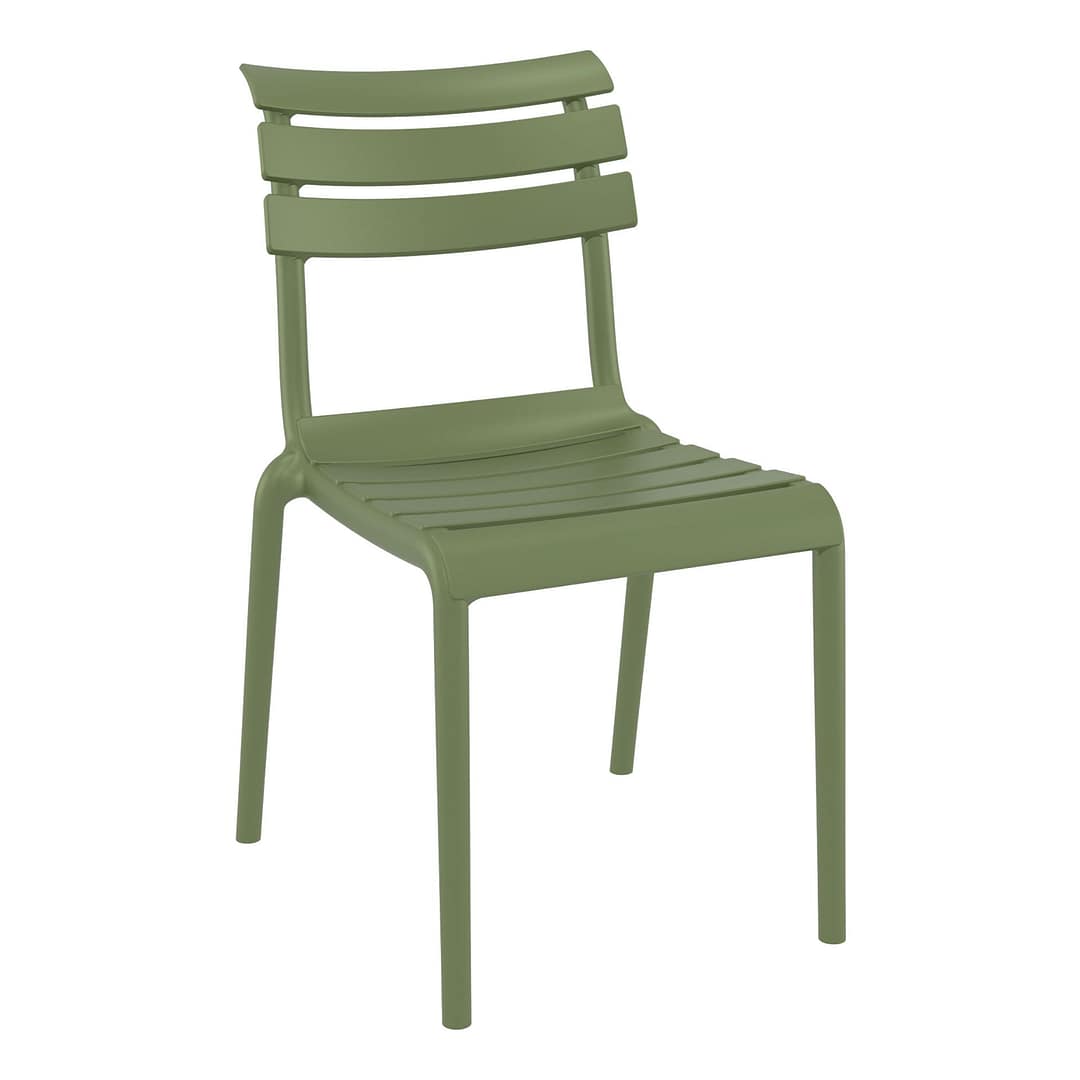 Olive Green Furnlink Siesta Helen Stacking Chair - Weather-Resistant for Indoor/Outdoor Use