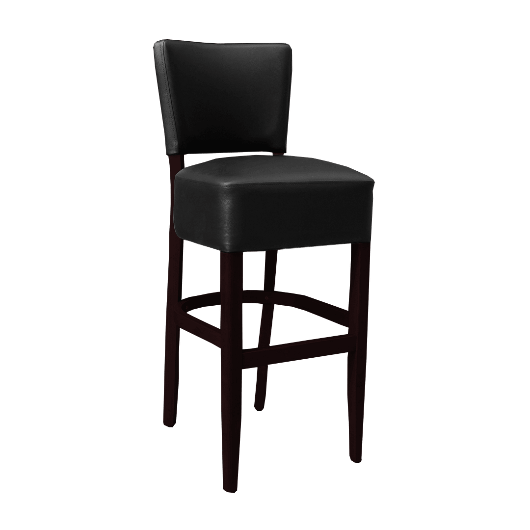 Memphis Club Barstool - Black Dolaro Vinyl Seat and Backrest - Wenge H - Image 2