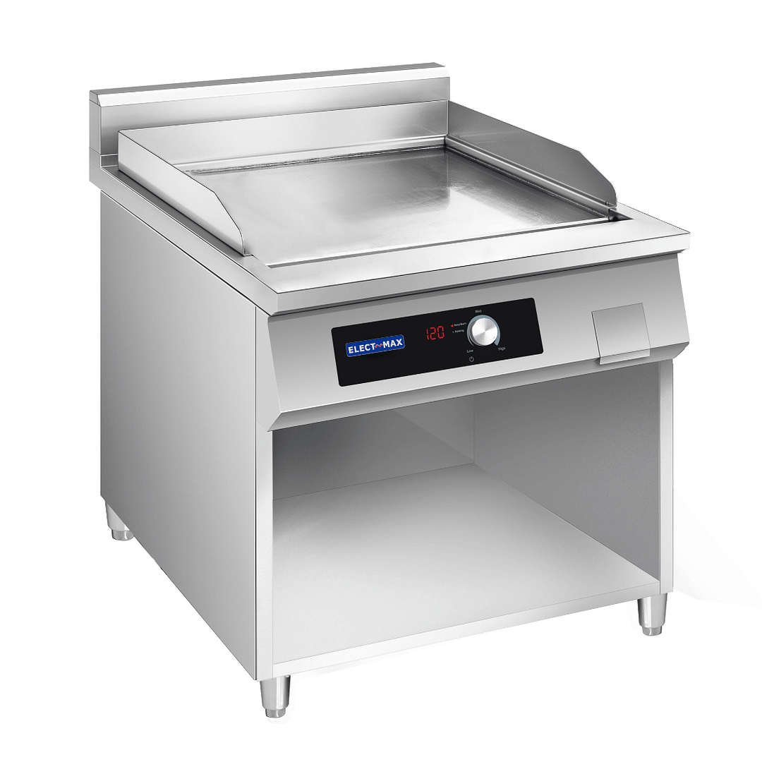 ElectMax 900 Series induction griddle EGP9-800, 800mm wide, stainless steel with splashback and oil tray – Australia