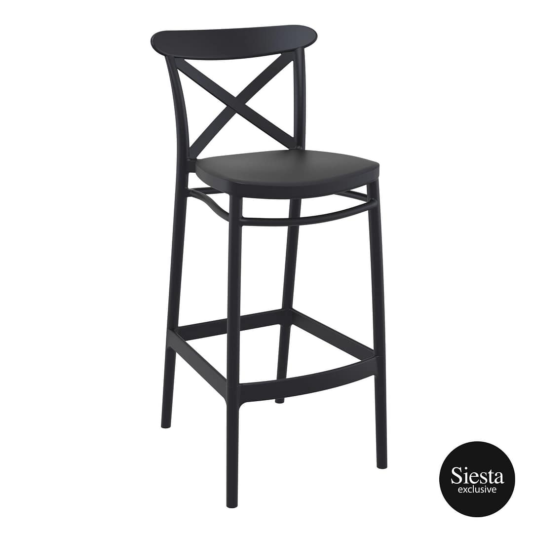 Commercial Grade Black Cross Barstool 75 - Heavy Duty Bar Stool by Siesta, Turkey