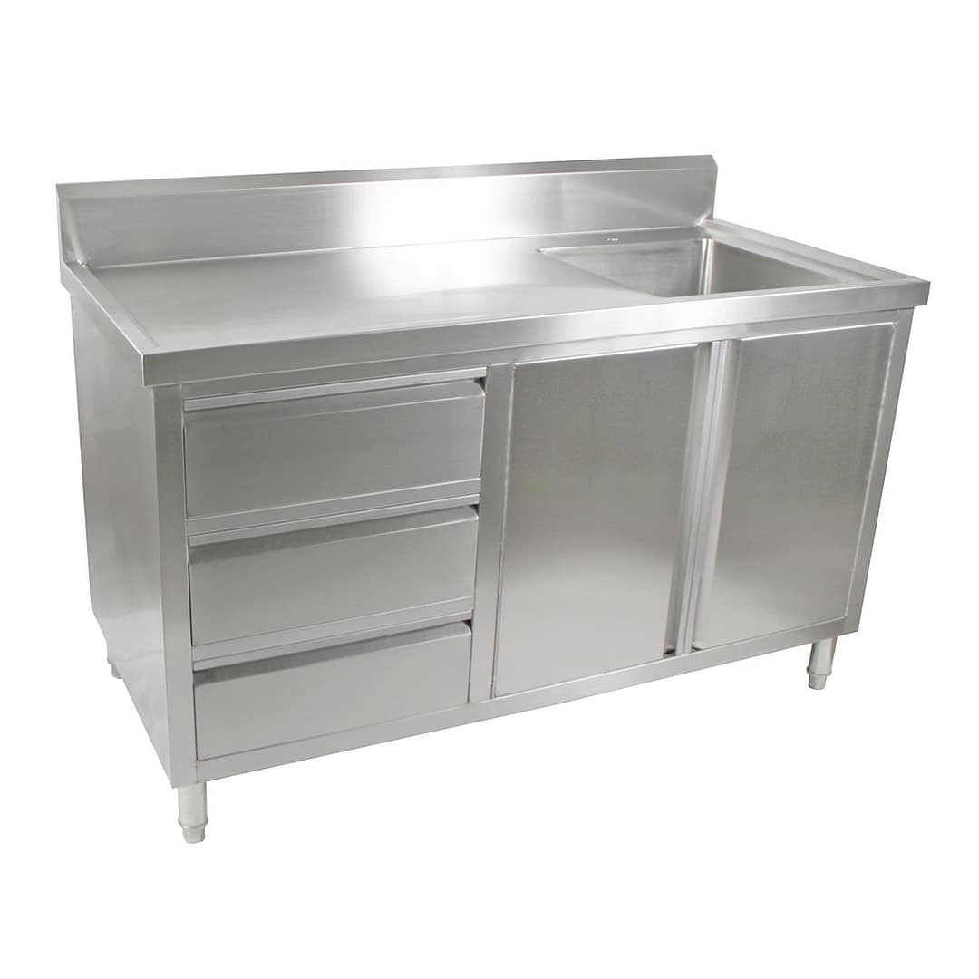 FED SC-6-1500R-H Modular Stainless Steel Cabinet with Right Sink, 1500mm, Commercial Storage
