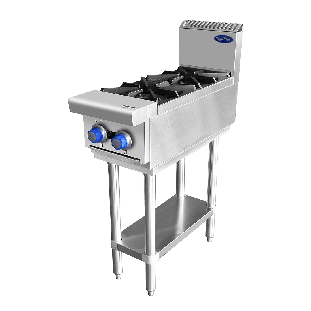 CookRite AT80G2B-F-LPG 2 Burner Commercial Gas Cooktop – 28MJ Output with Stainless Stand