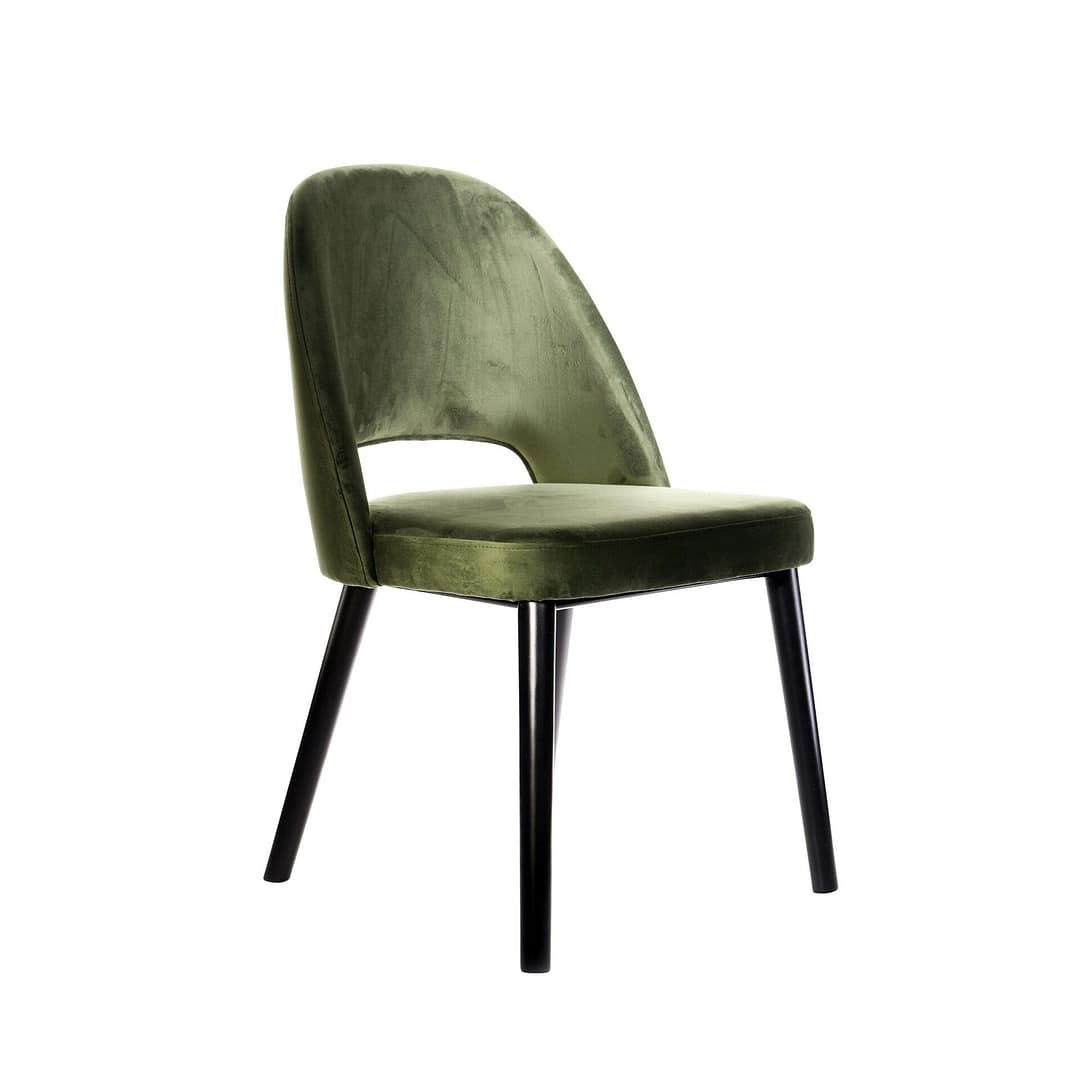 Avocado Velvet Semifreddo Chair with Chic Black Legs - Elegant Seating for Contemporary Spaces
