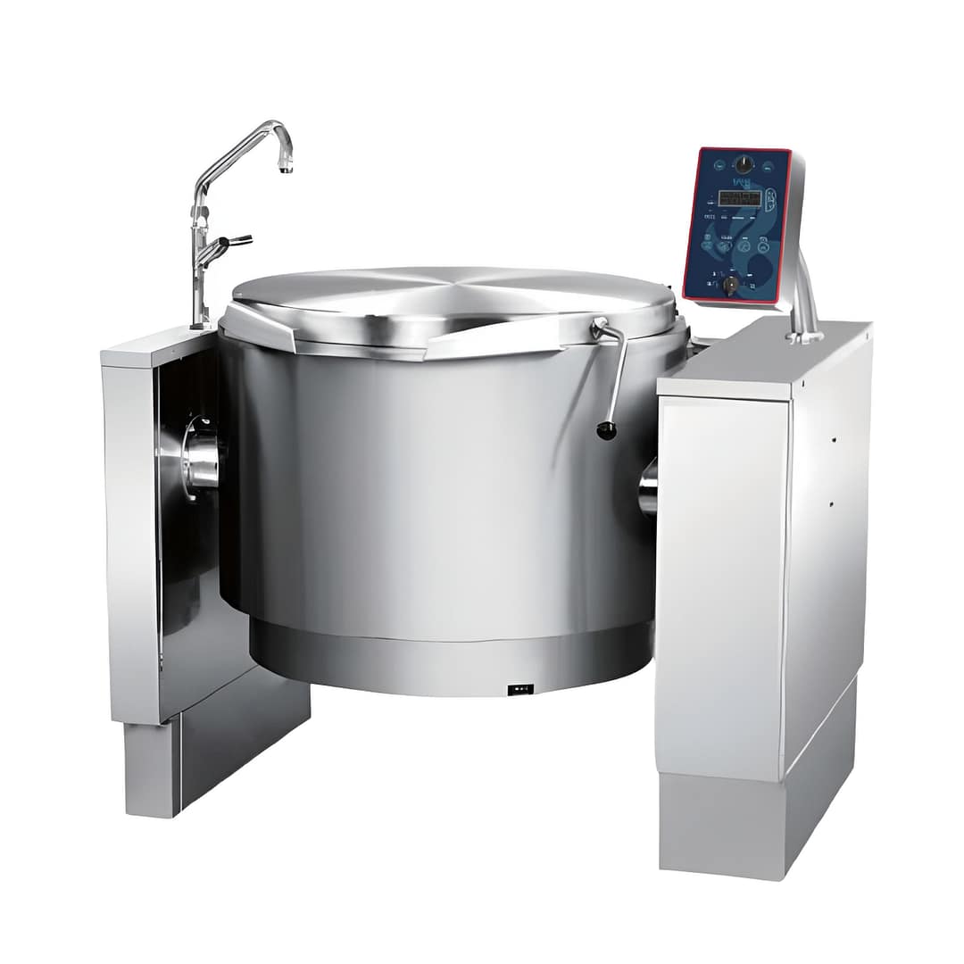 Ecoinduct SGT-E150BU electric tilting boiling pan with triple-jacketed steam generator, 18 kW 380 V stainless steel – front view, Australia