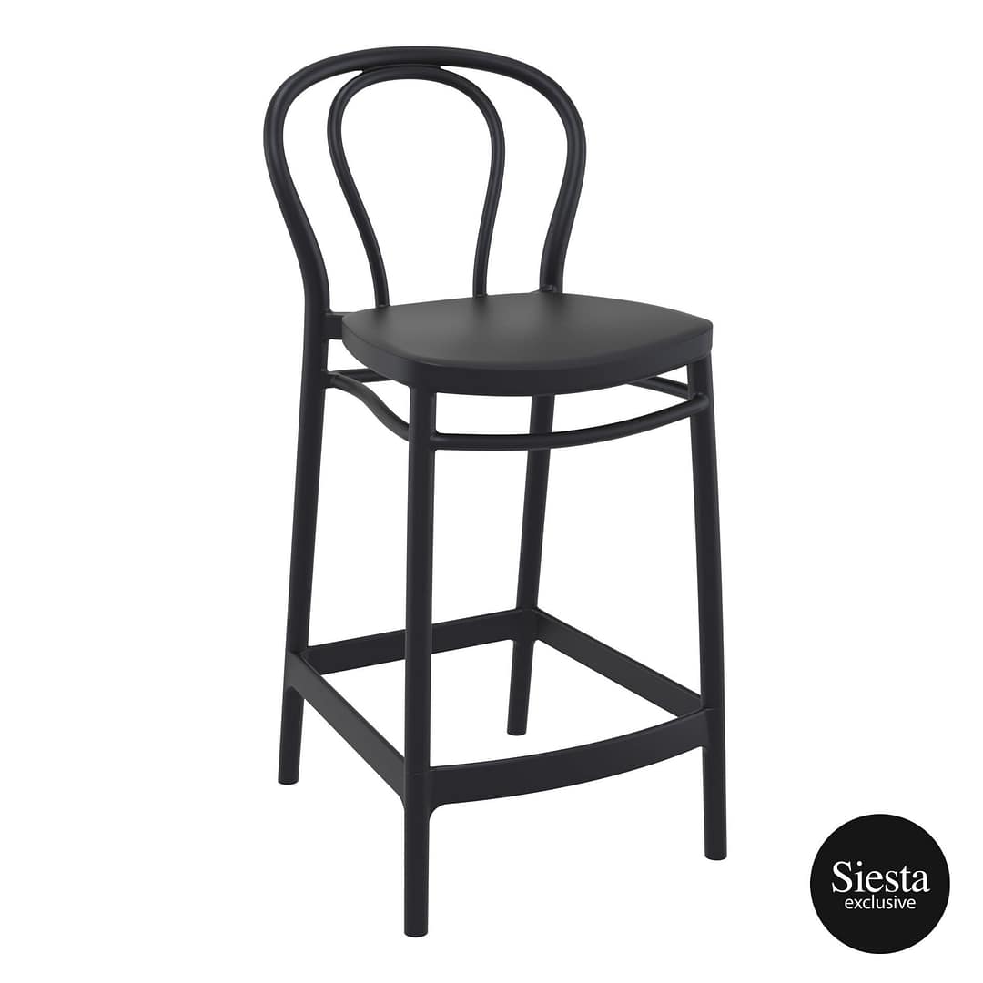 Siesta Black Victor Barstool 65 – Commercial Grade, Heavy-Duty Seating