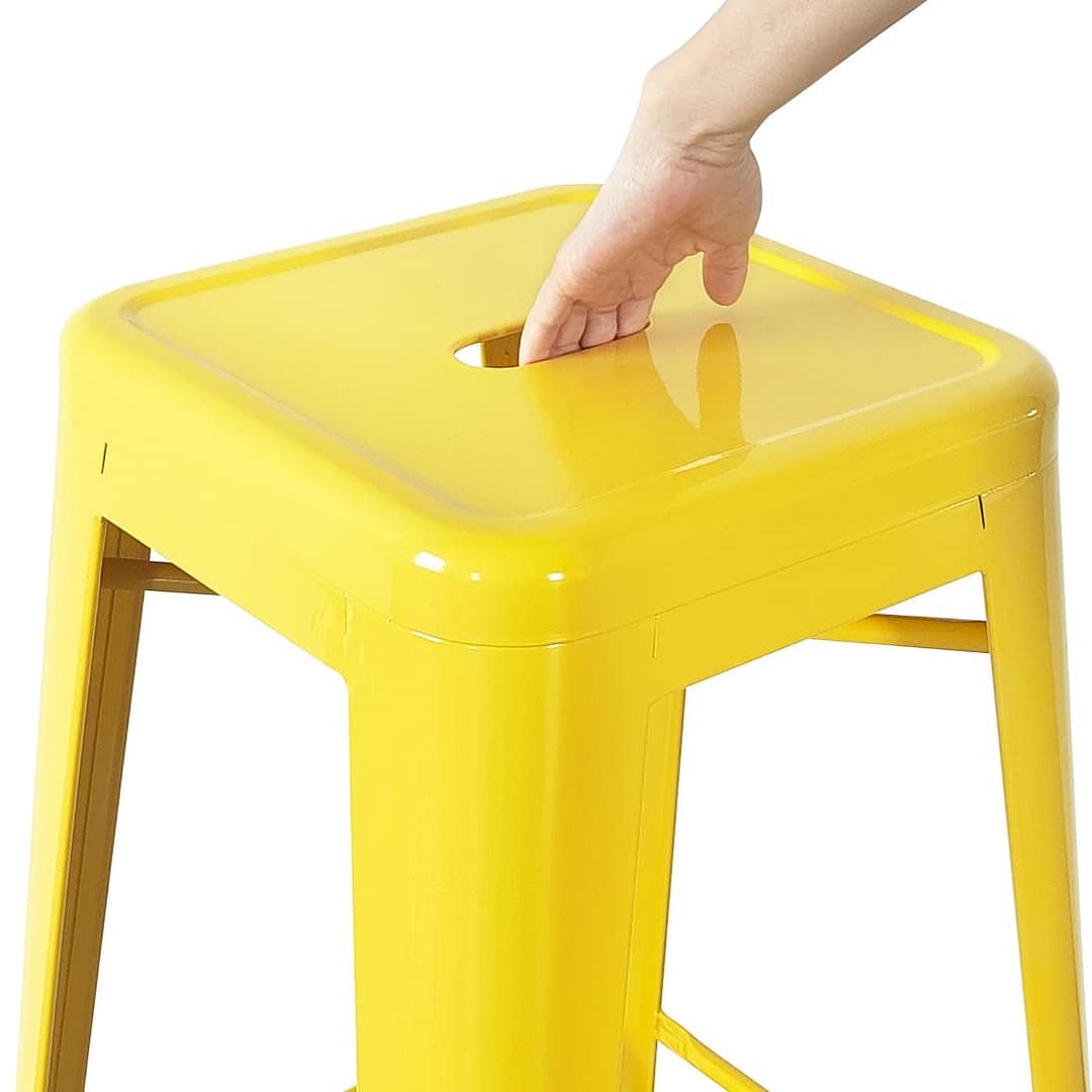 Bolero CH999 Yellow Steel High Stools – Pack of 4 | Bistro Indoor/Outdoor Use - Image 2