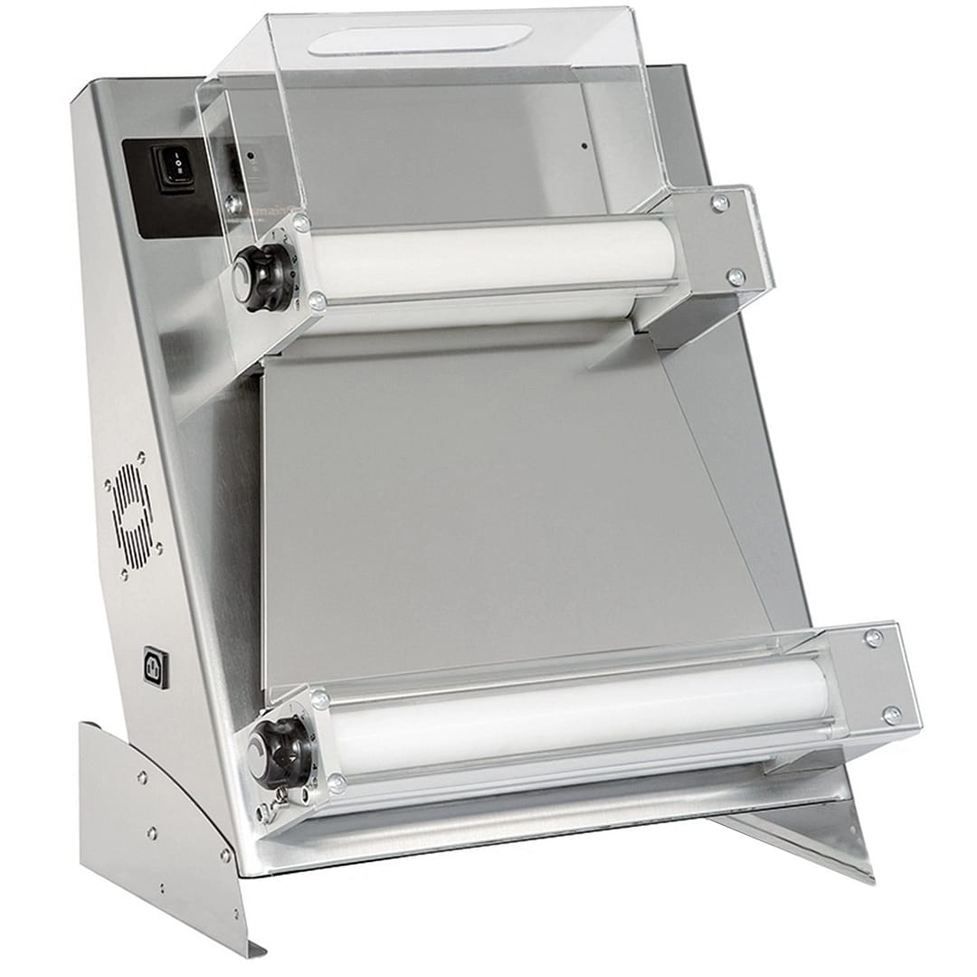 Prismafood DSA420RP pizza dough roller, 40cm, stainless steel, foot pedal, Italian made – Australia