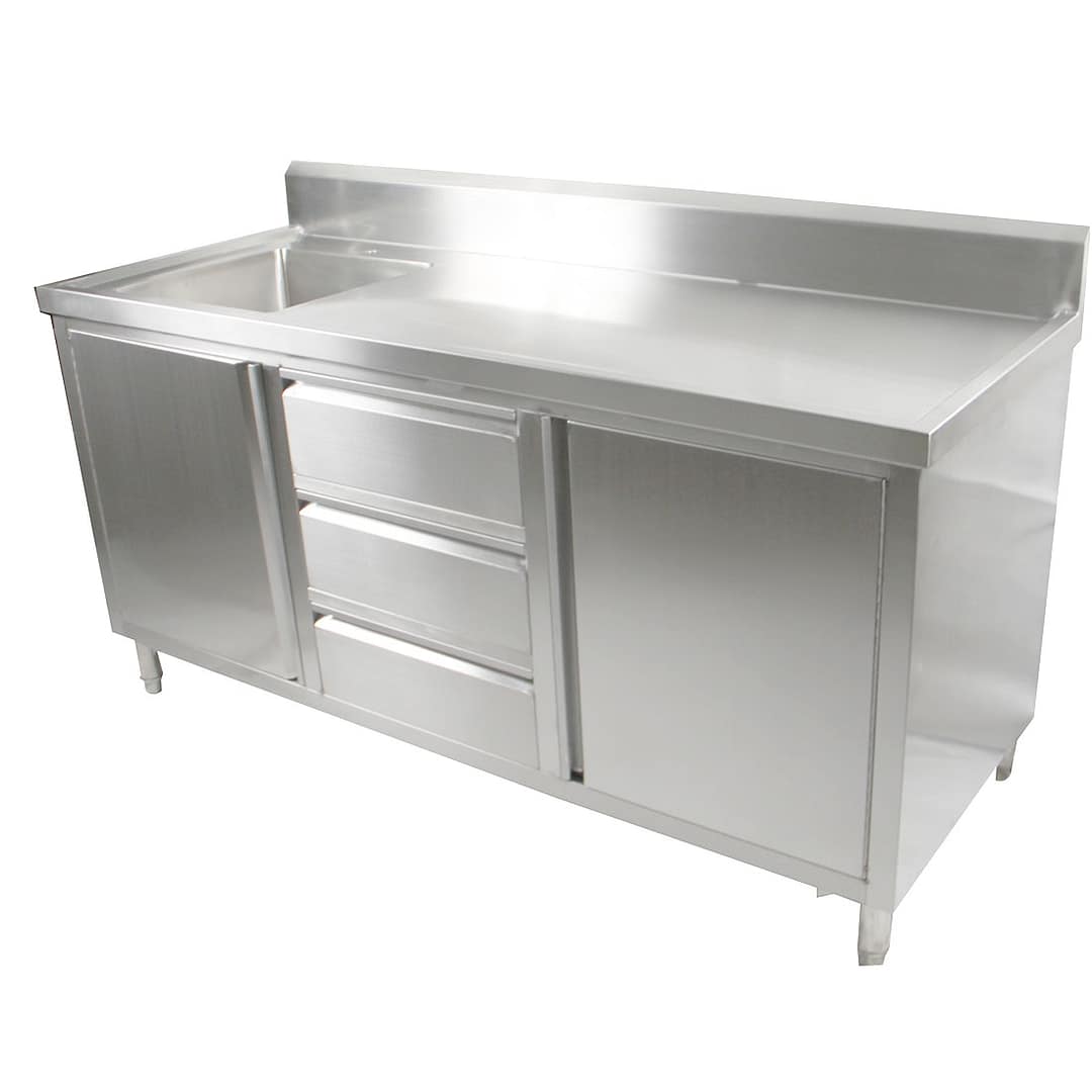 Modular Systems SC-6-2100L-H stainless steel cabinet with left sink, 2100×600×1050mm, 304 steel – Australia