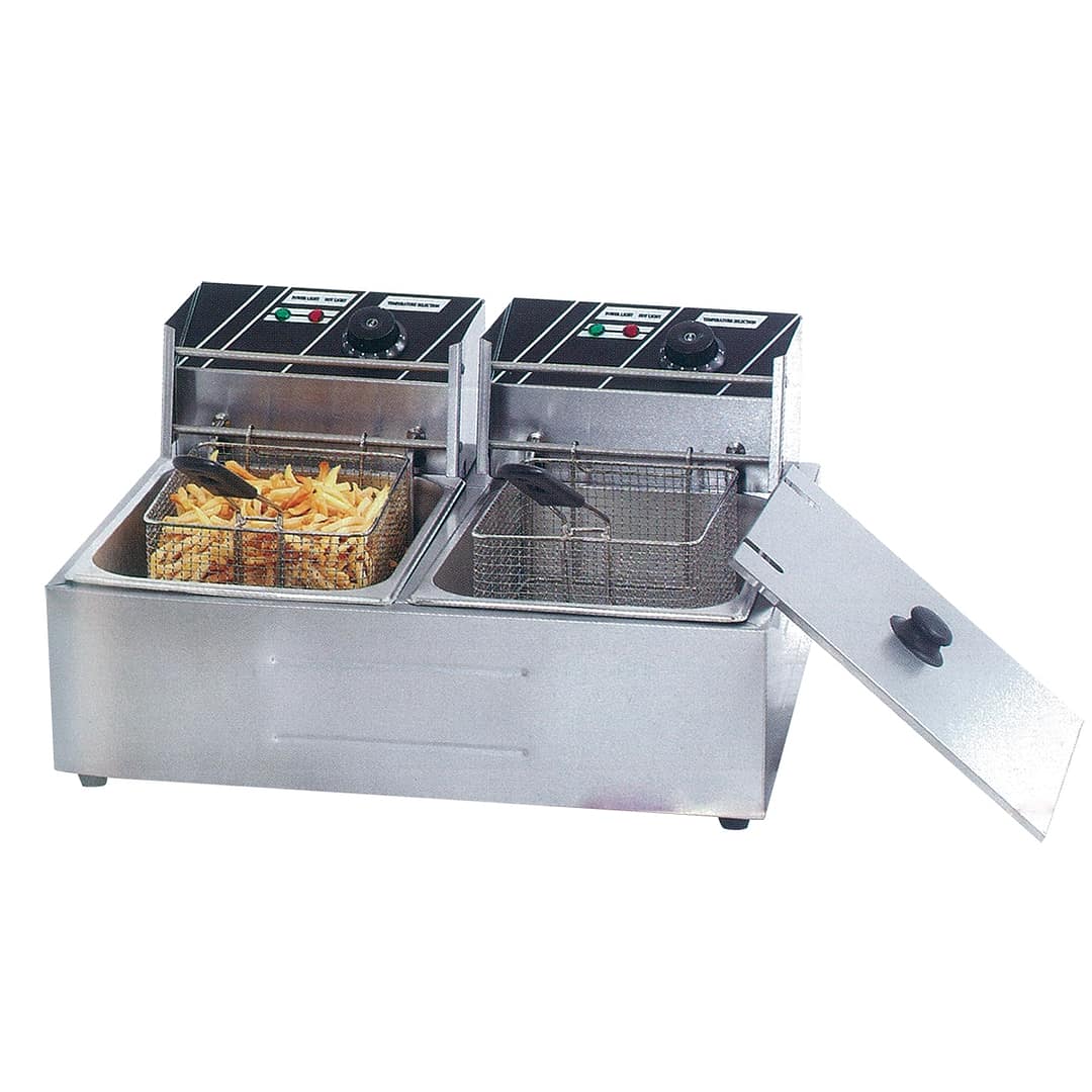Benchstar TEF-82KW double tank electric fryer, 12L capacity, benchtop, stainless steel – Australia