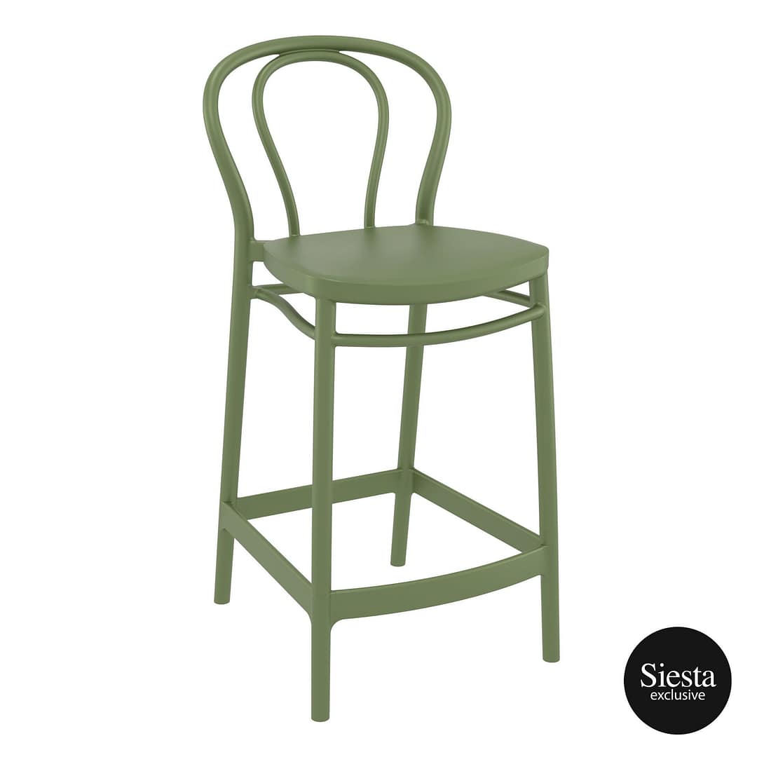 Commercial Grade Olive Green Victor Barstool 65 - Heavy Duty Bar Stool by Siesta, Turkey