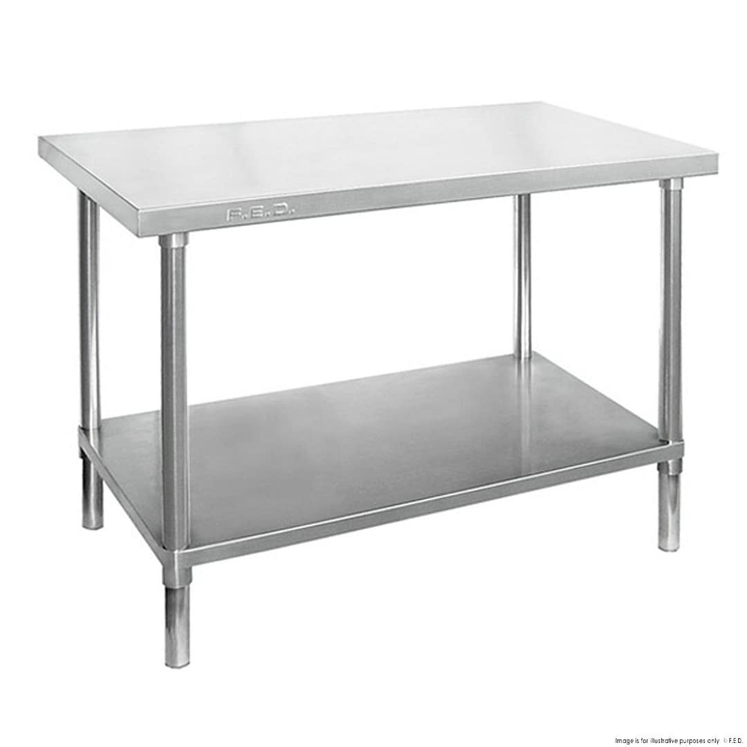 FED WB7-1000/A 1000mm stainless steel commercial workbench with undershelf
