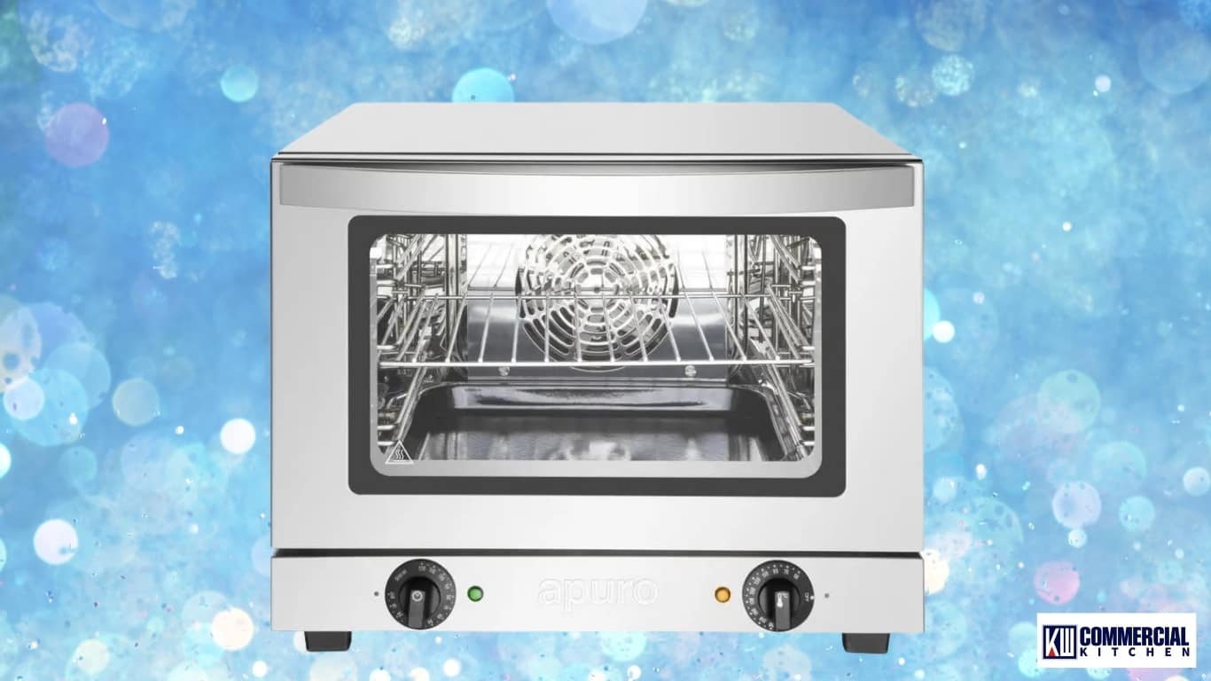 Small commercial convection oven with manual thermostat and timer