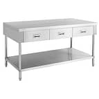 FED SWBD-7-1500 stainless steel workbench 1500x700x900mm with 3 drawers and undershelf – Australia