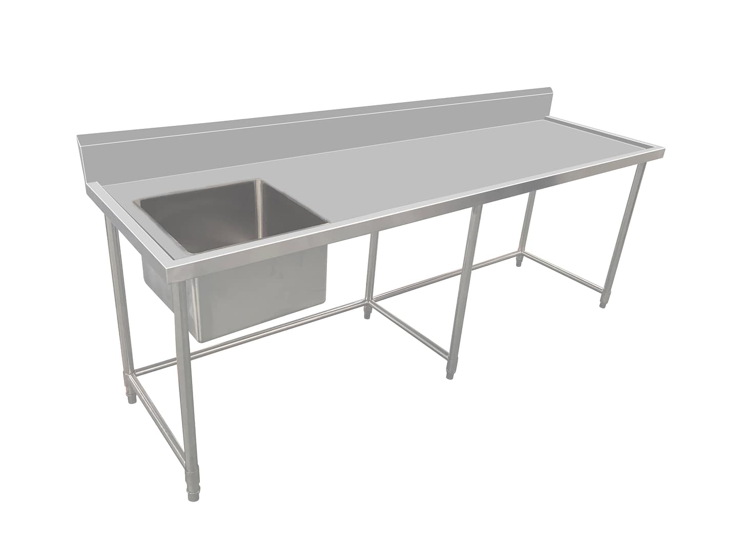 Kitchen Knock Full Stainless Steel Single Sink Bench Leg Brace Left 2100x700mm