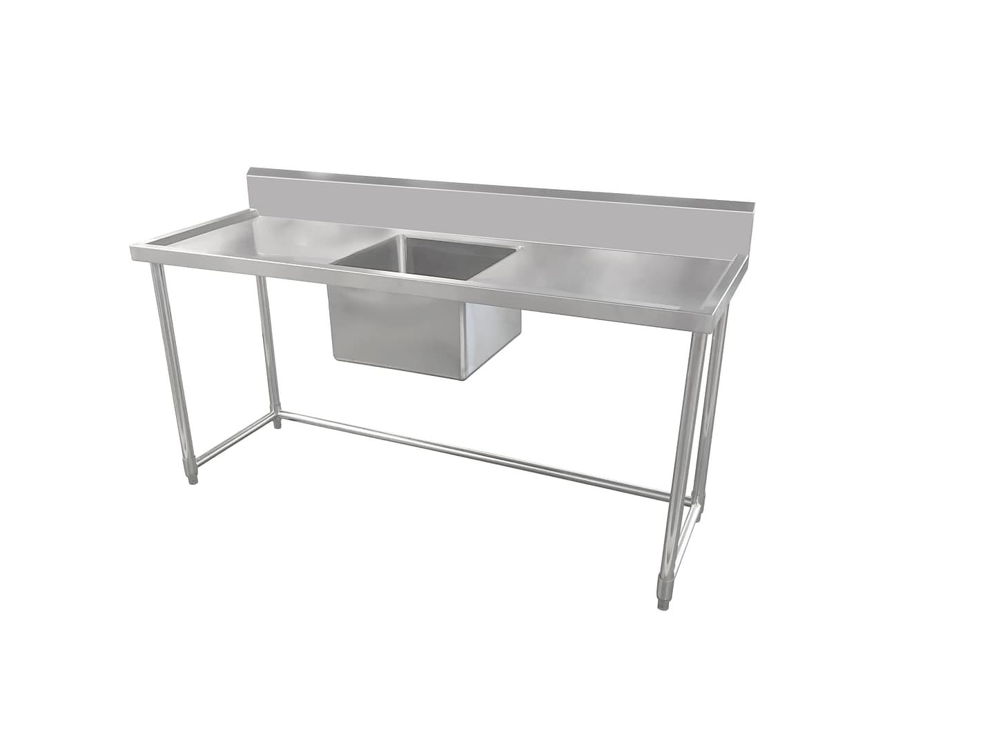 Kitchen Knock 1500x600mm Single Sink Bench with Centre Sink, Splashback & Leg Brace