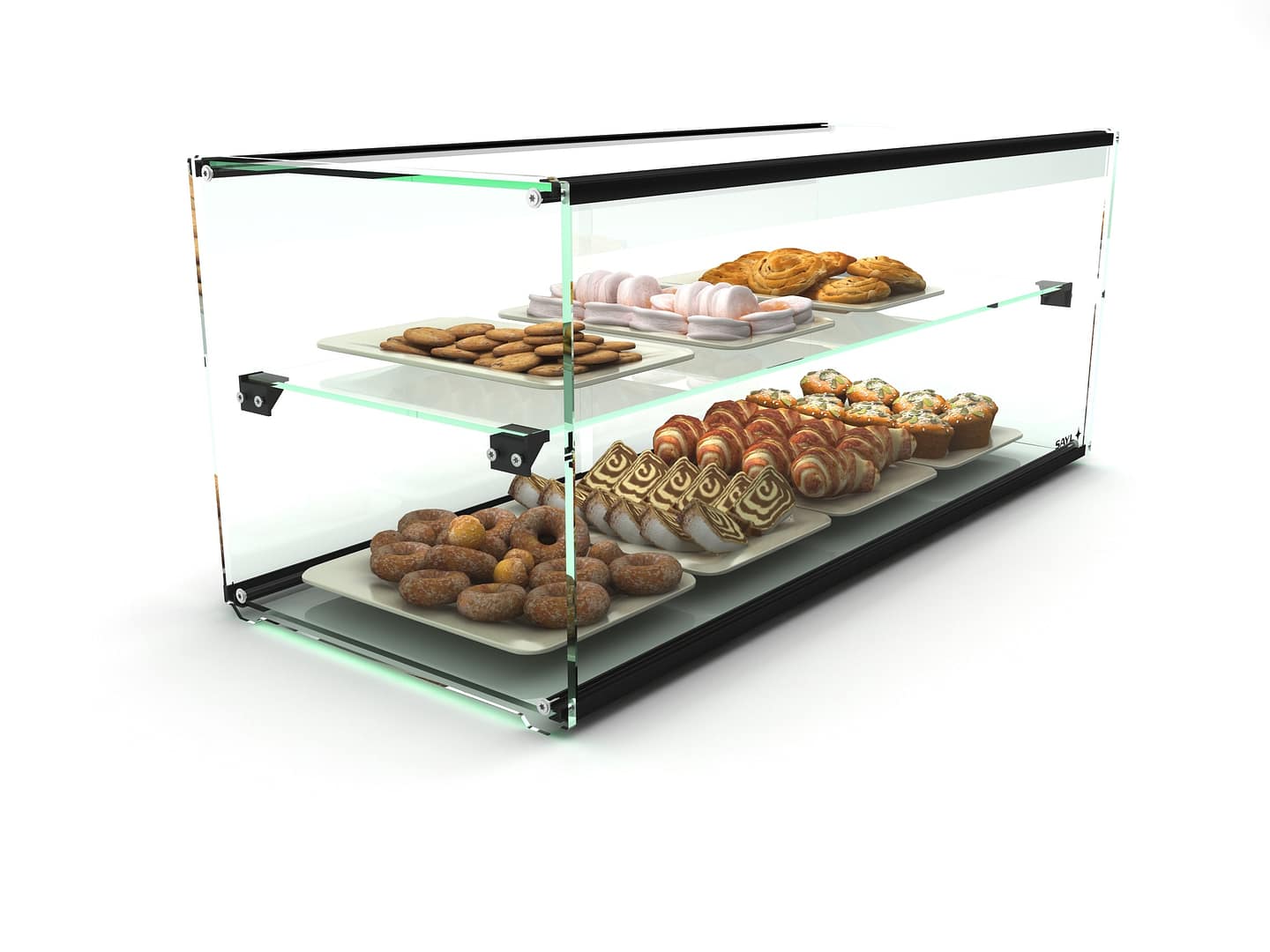 Sayl ADS0036 Two Tier Ambient Display with 920mm Width & Tempered Glass