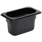 Vogue U473 Black Polycarbonate Gastronorm Pan 1/9 GN with 100mm Depth and 870ml Capacity