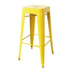 Bolero CH999 Yellow Steel Bistro High Stools – Stackable, Industrial Design, Pack of 4
