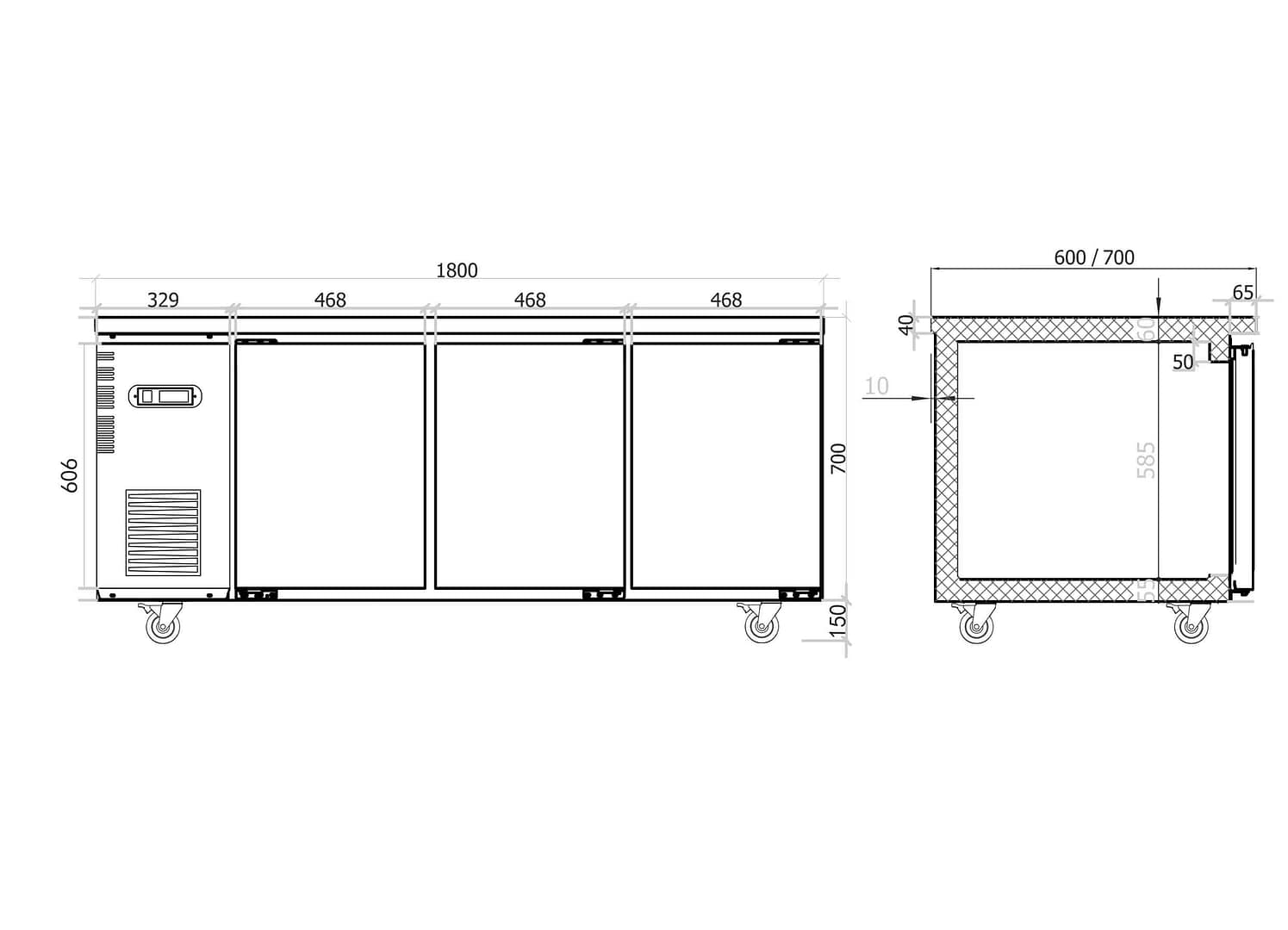 Besttop CUF18-3-600 Under Bench Freezer – 1800mm W, 600mm D, 380 L - Image 2