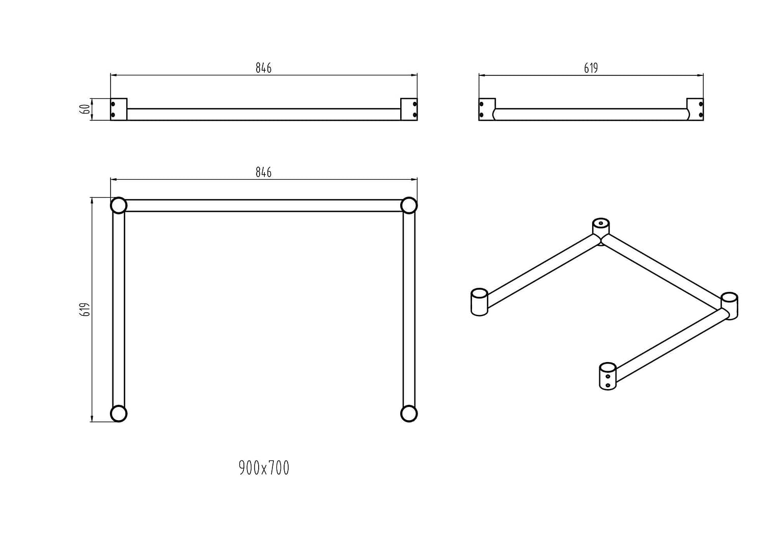 Kitchen Knock 900x700 Workbench Leg Brace - Model 631609 - Image 2