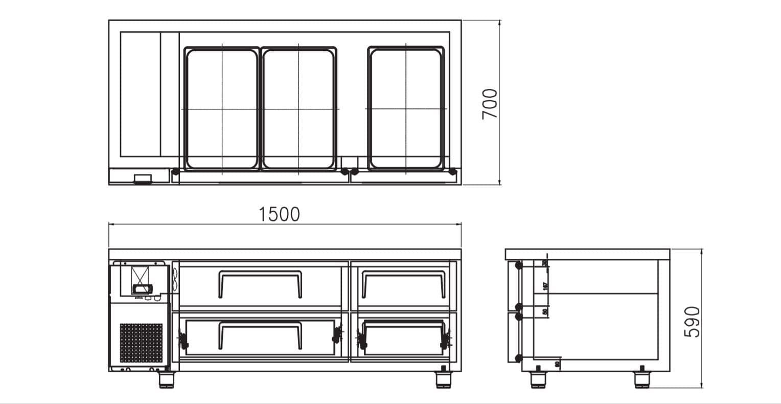 Turbo Air KUC15-4 Chef Base Fridge – 4 Drawer, 260L - Image 2