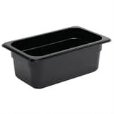 Vogue U467 Black Polycarbonate Gastronorm Pan 1/4 GN with 100mm Depth and 2.5L Capacity