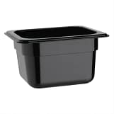 Vogue U470 Black Polycarbonate Gastronorm Pan 1/6 GN with 100mm Depth and 1.6L Capacity