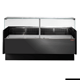 Tecnodom MR80 black deli display fridge with storage and castors, 2000mm wide, 0–4°C, glass front – front view, Australia