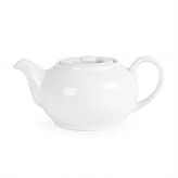 Olympia Whiteware Chinese Restaurant Teapots, 860ml Capacity, Box of 4, Durable Porcelain with Indented Lid for Secure Use.