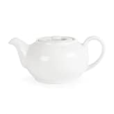 Olympia Whiteware Chinese Restaurant Teapots, 860ml Capacity, Box of 4, Durable Porcelain with Indented Lid for Secure Use.